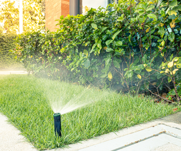 Sprinkler System in yard-professional landscaping - landscape service